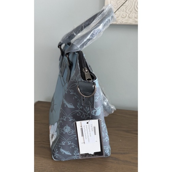 Disney Loungefly Cinderella Satchel Handbag Floral Clock Blue Vegan Leather NWT - Picture 10 of 14